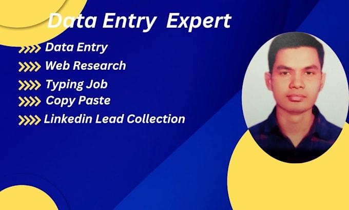 I Will Do Data Entry Typing Work Job, Data Scraping, Web Research