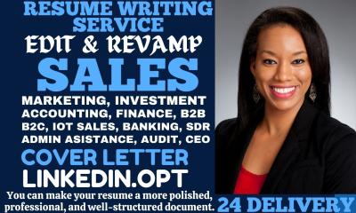 I Will Write Sales, Banking, Finance, Marketing, Investment Accounting, and Audit Resumes