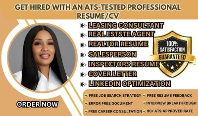 I Will Write a Professional Resume for Leasing Consultants, Real Estate Inspectors, Realtors, and Salespersons