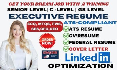 I Will Write Executive Resume, ATS Resume, Federal Resume Writing, LinkedIn Profile