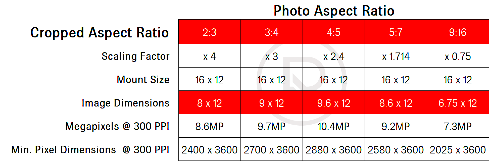 Print and Image Sizing Guidelines