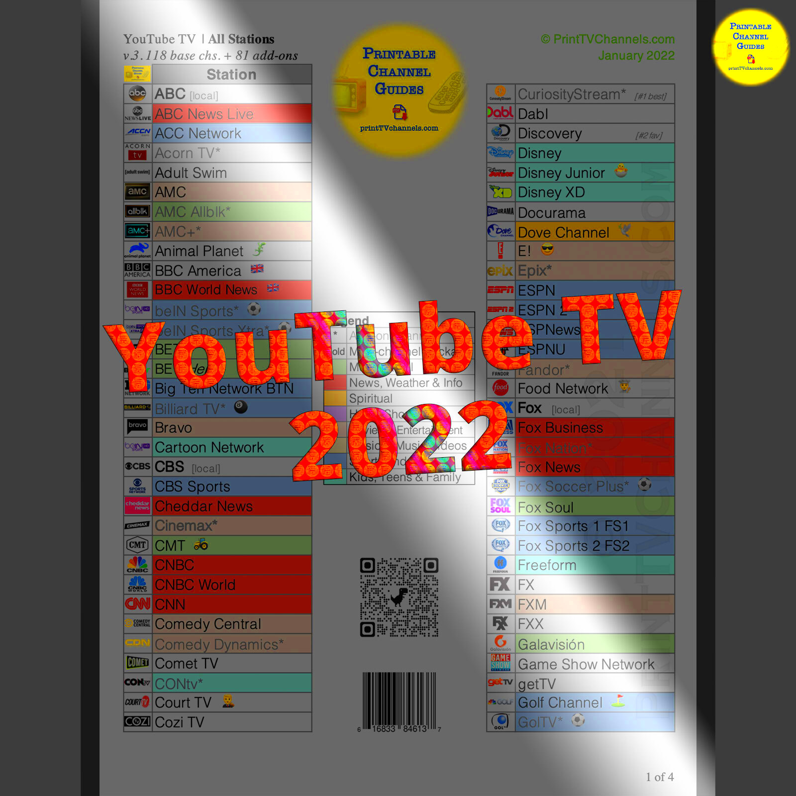 Youtube Tv Channel Guide Printable