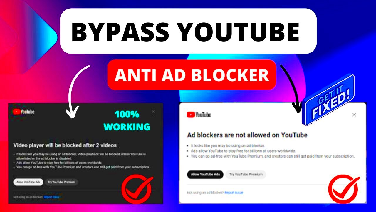 How to Fix and Bypass Youtube Anti Ad Blocker  Bypass Youtube Adblock 