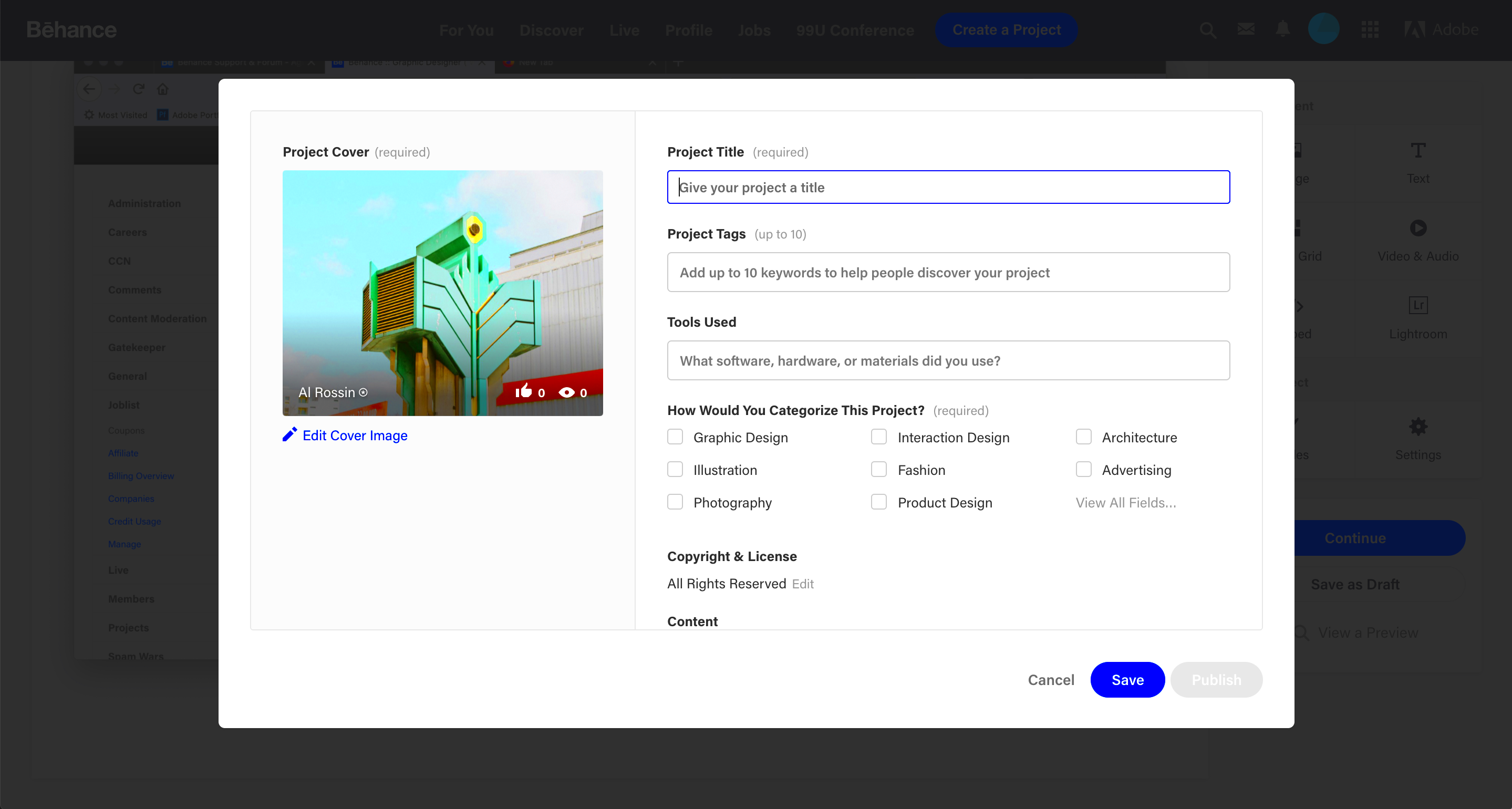 Guide Create  Publish A Project  Behance Helpcenter