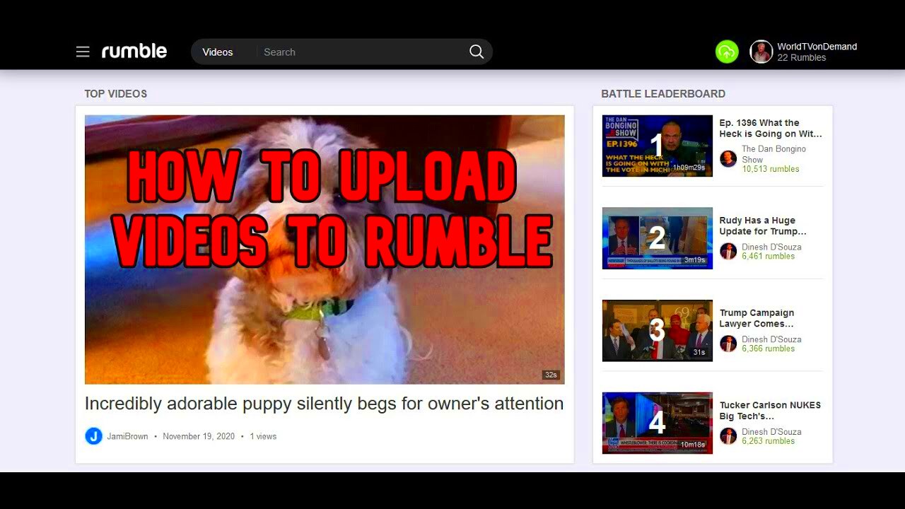 How to UPLOAD VIDEOS to RUMBLE  YouTube