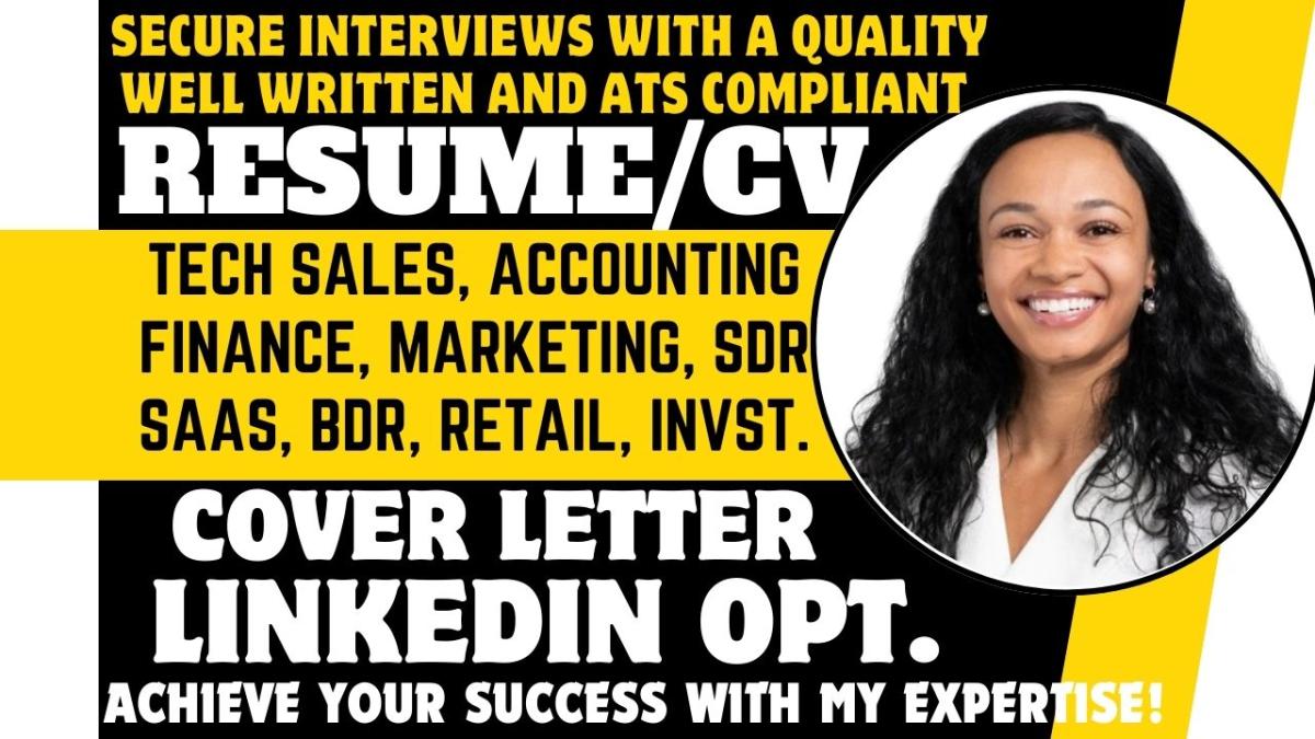 I Will Craft a Winning Resume for Sales, Tech Sales, Accounting, Finance, SaaS SDR, and Retail Marketing Professionals