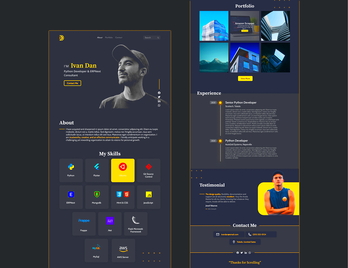 Personal Portfolio Web Design Behance