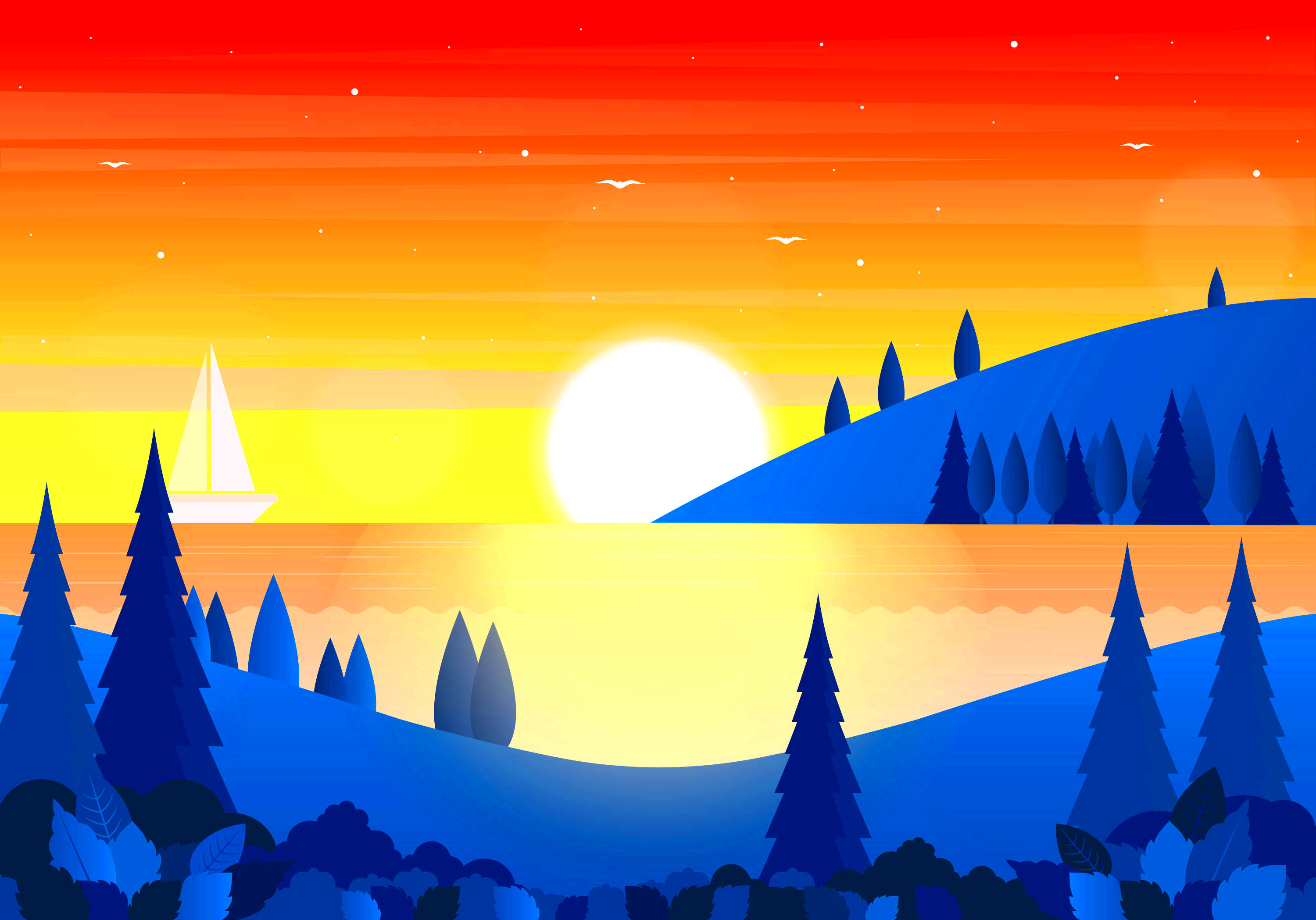 Vector hermoso paisaje ilustracin 225472 Vector en Vecteezy