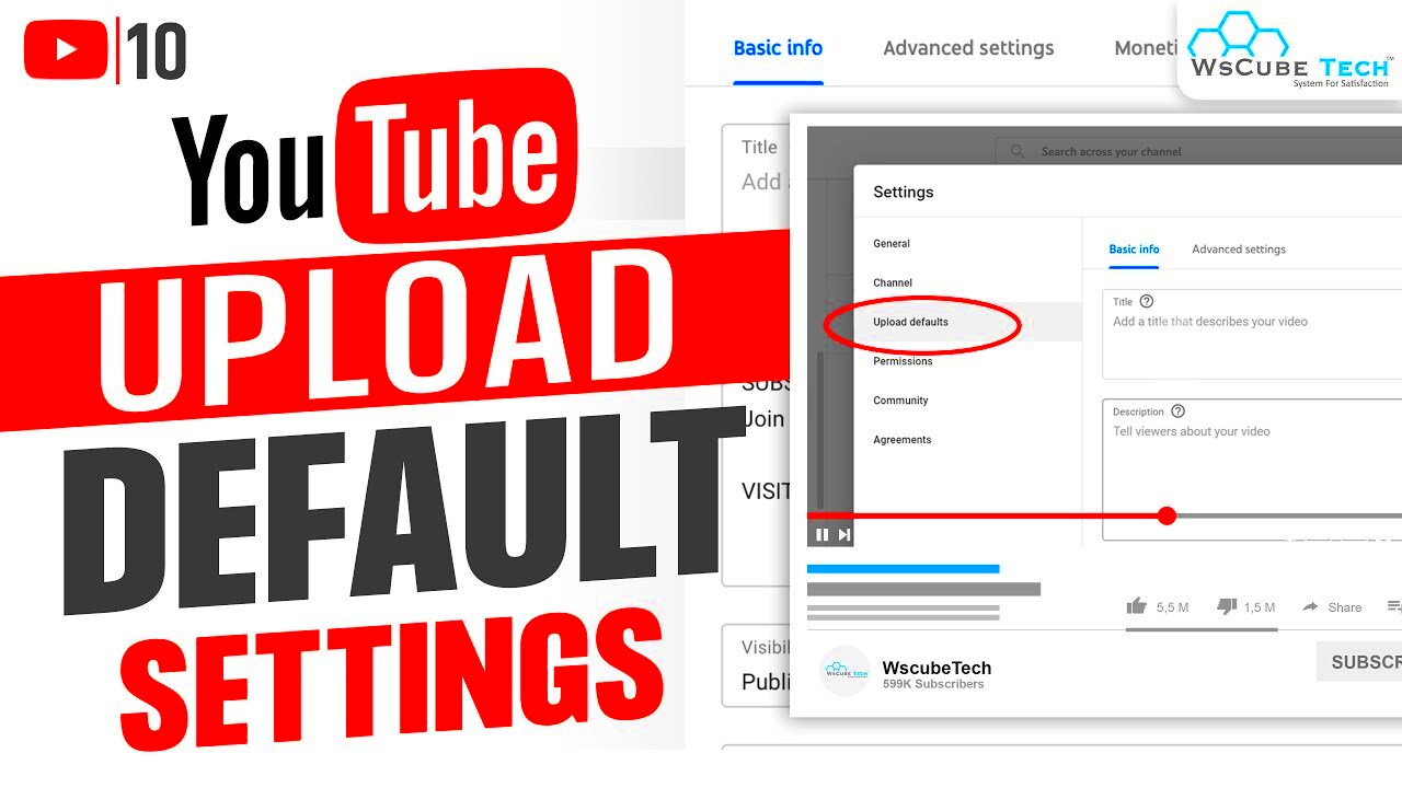 YouTube Upload Default Settings Set Description Tags  More by 