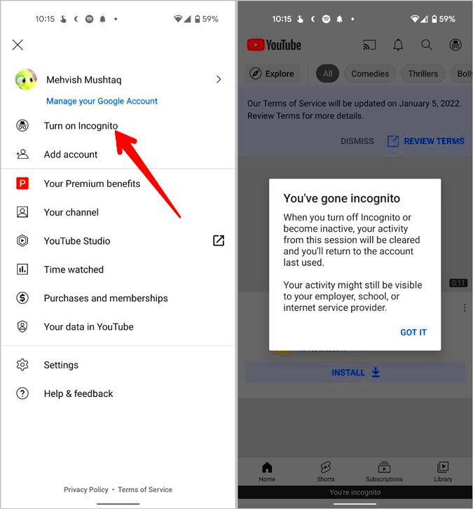 What Is Incognito Mode in YouTube and How to Use It  TechWiser