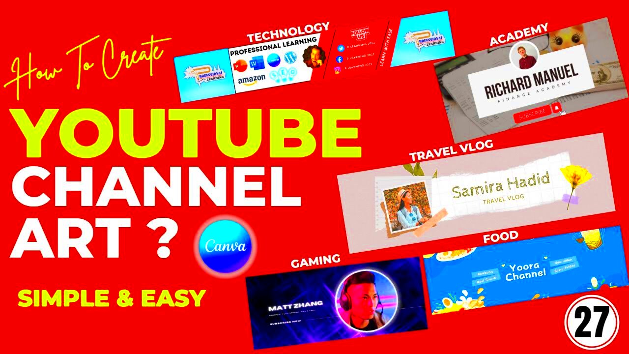 How to Create Youtube Channle Art   Plearning  Canva Tutorial   