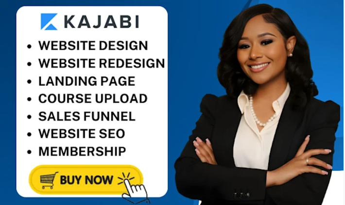 I will design kajabi website, kajabi salesfunnel, kajabi landing page, podia, thinkific