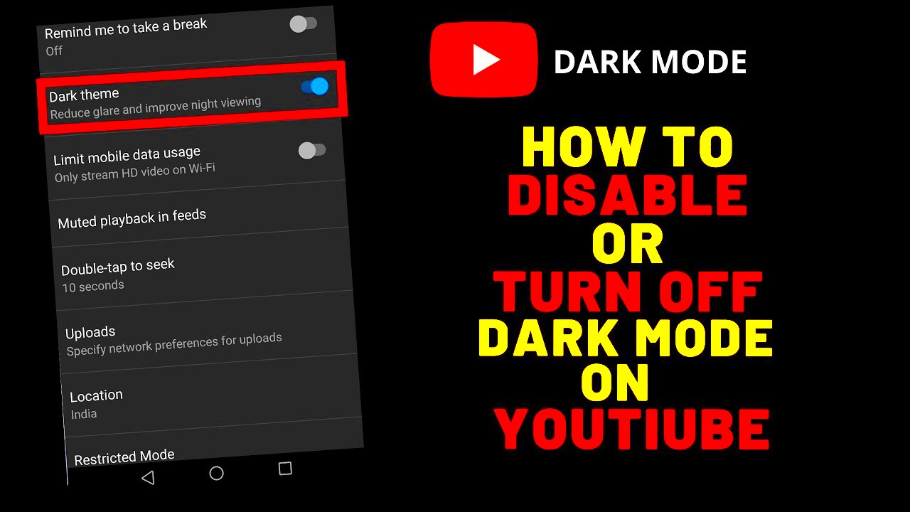 How to remove disable turn off dark theme dark mode in YouTube  YouTube