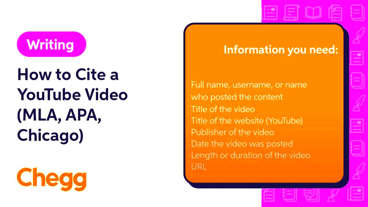 How to Cite a YouTube Video MLA APA Chicago  Chegg  YouTube