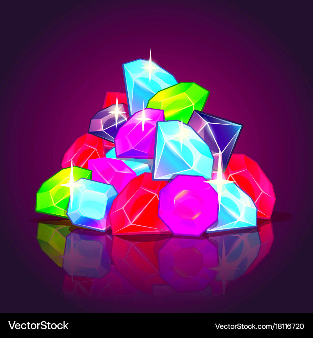 Gems pile cartoon Royalty Free Vector Image  VectorStock