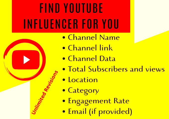 Find youtube influencer for your niche and do data entry for you by 