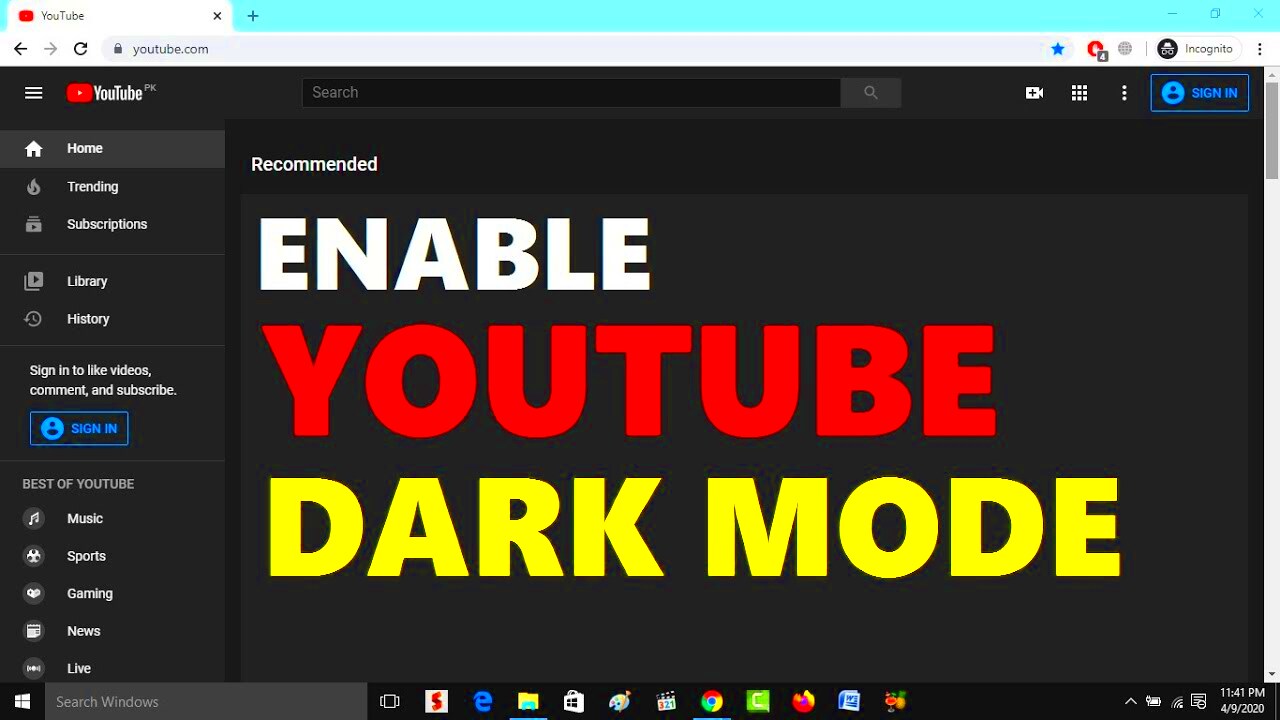 How to Turn On YouTube Dark Mode on PC or Laptop 2020  YouTube