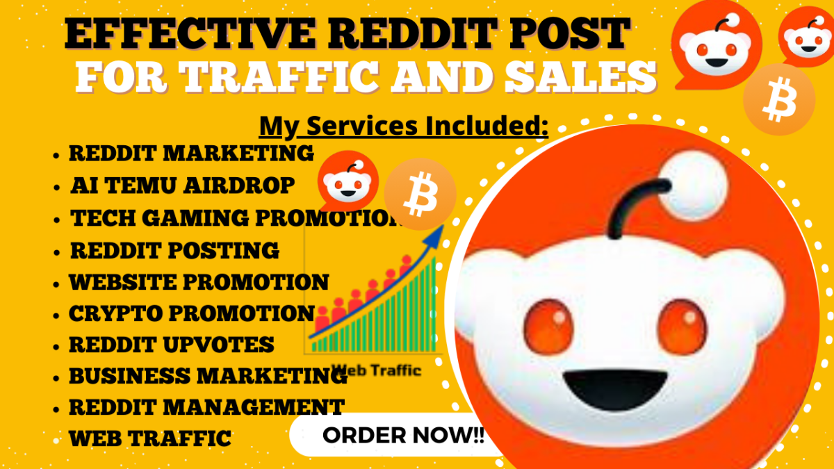 I Will Reddit Post for Your Business, E-commerce Website, AI Game, and Temu Airdrop