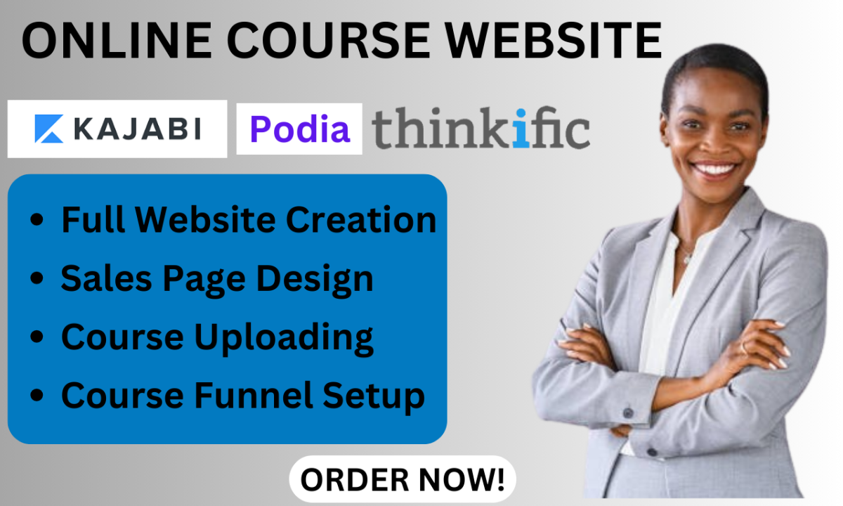 I Will Set Up Your Thinkific, LearnWords, Teachable, Podia, and Kajabi Course Website