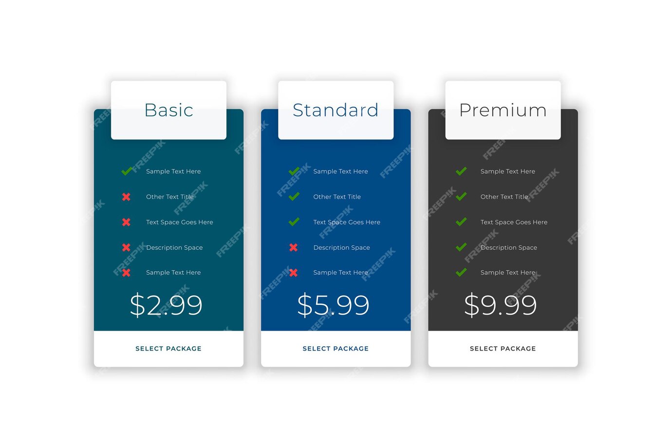 Free Vector  Subscription plans and pricing comparison web template