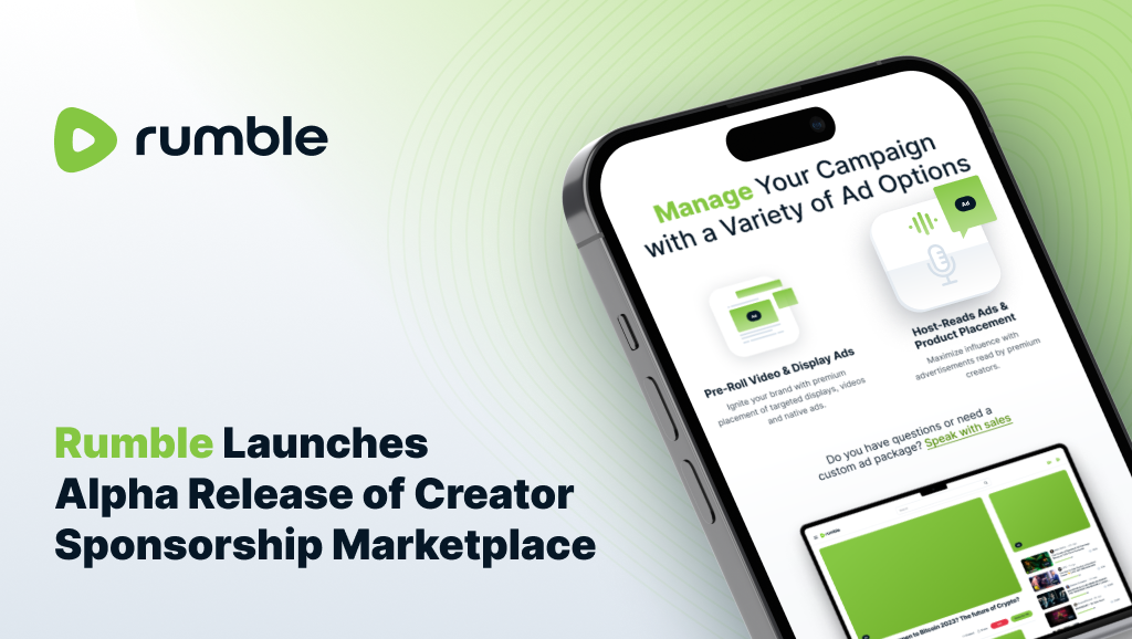 Rumble Launches Alpha Release of Creator Sponsorship Marketplace  Rumble