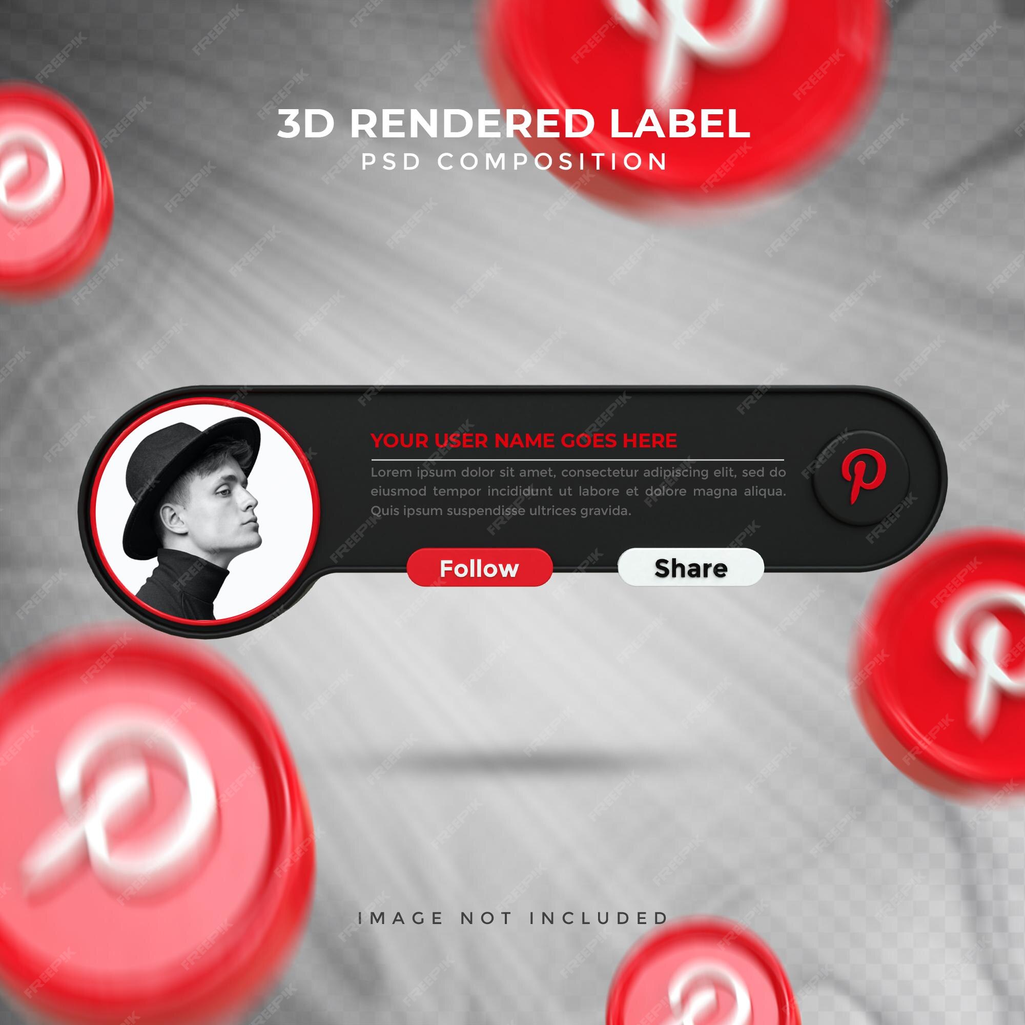 Premium PSD  Pinterest Connect Us on social media lower third 3d 