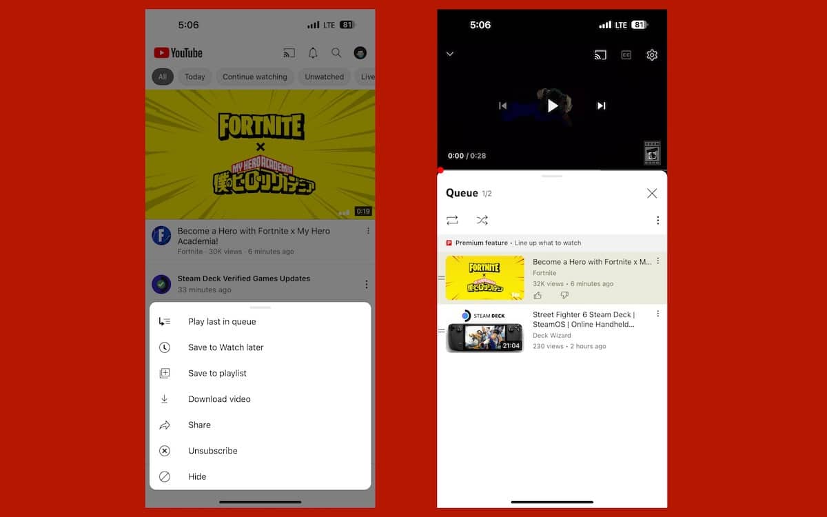 YouTube tests Add to queue feature on iOS and Android  iThinkDifferent