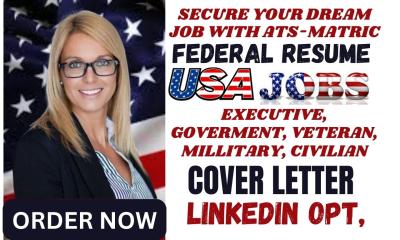 I Will Provide Federal Resume Job Search, Government, KSA, USAJOBS Resume