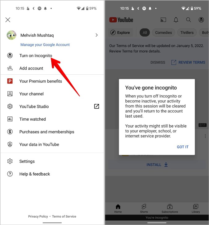 What Is Incognito Mode in YouTube and How to Use It  TechWiser