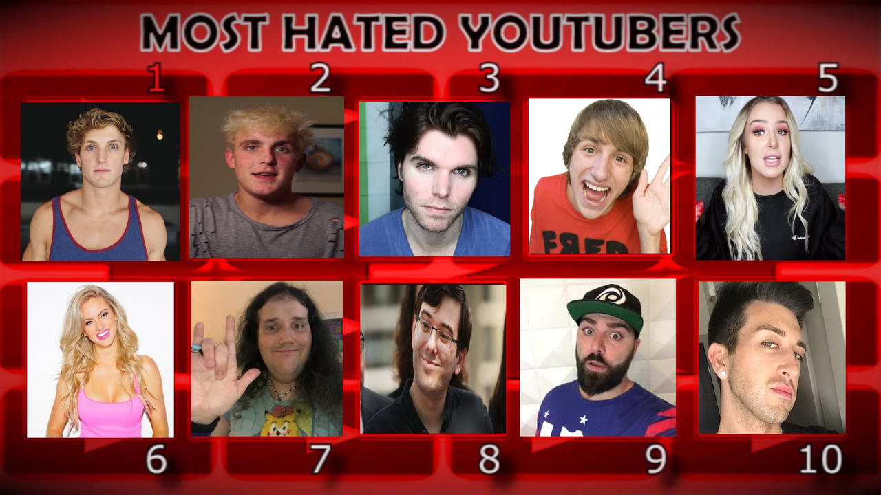 Your Most Hated Youtubers TOP 10 by AviYTPH on DeviantArt