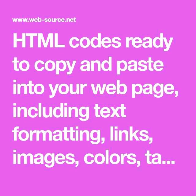 HTML codes ready to copy and paste into your web page including text 