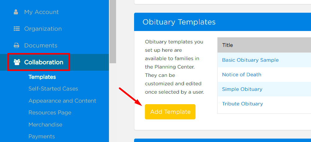 Create an obituary template