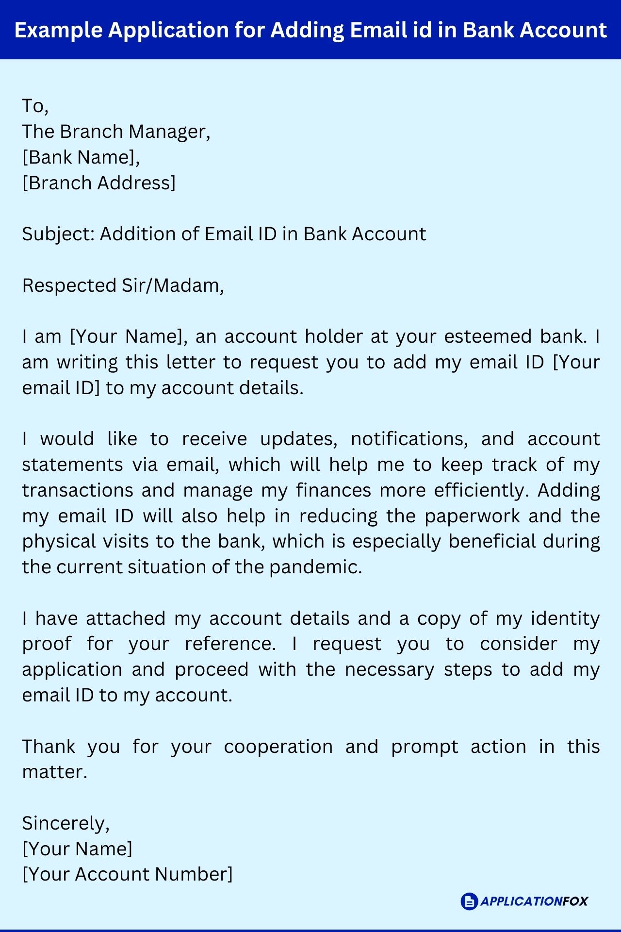 5  Application for Update Email ID in Bank Account