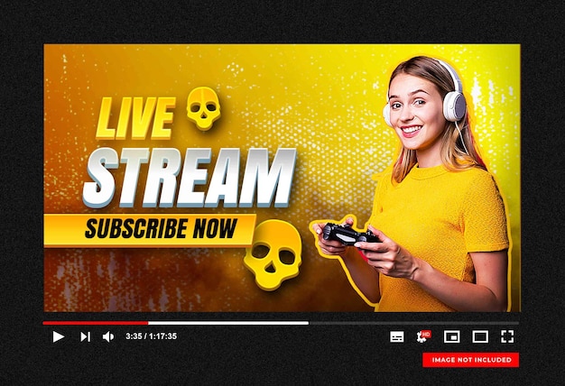 Premium PSD  Live stream youtube channel thumbnail