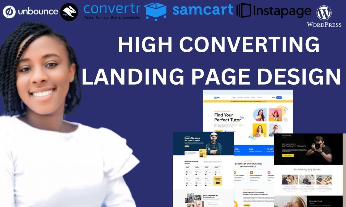 I Will Create InstPage, Unbounce, Convetri, WordPress, SamCart, and LeadPage Landing Pages