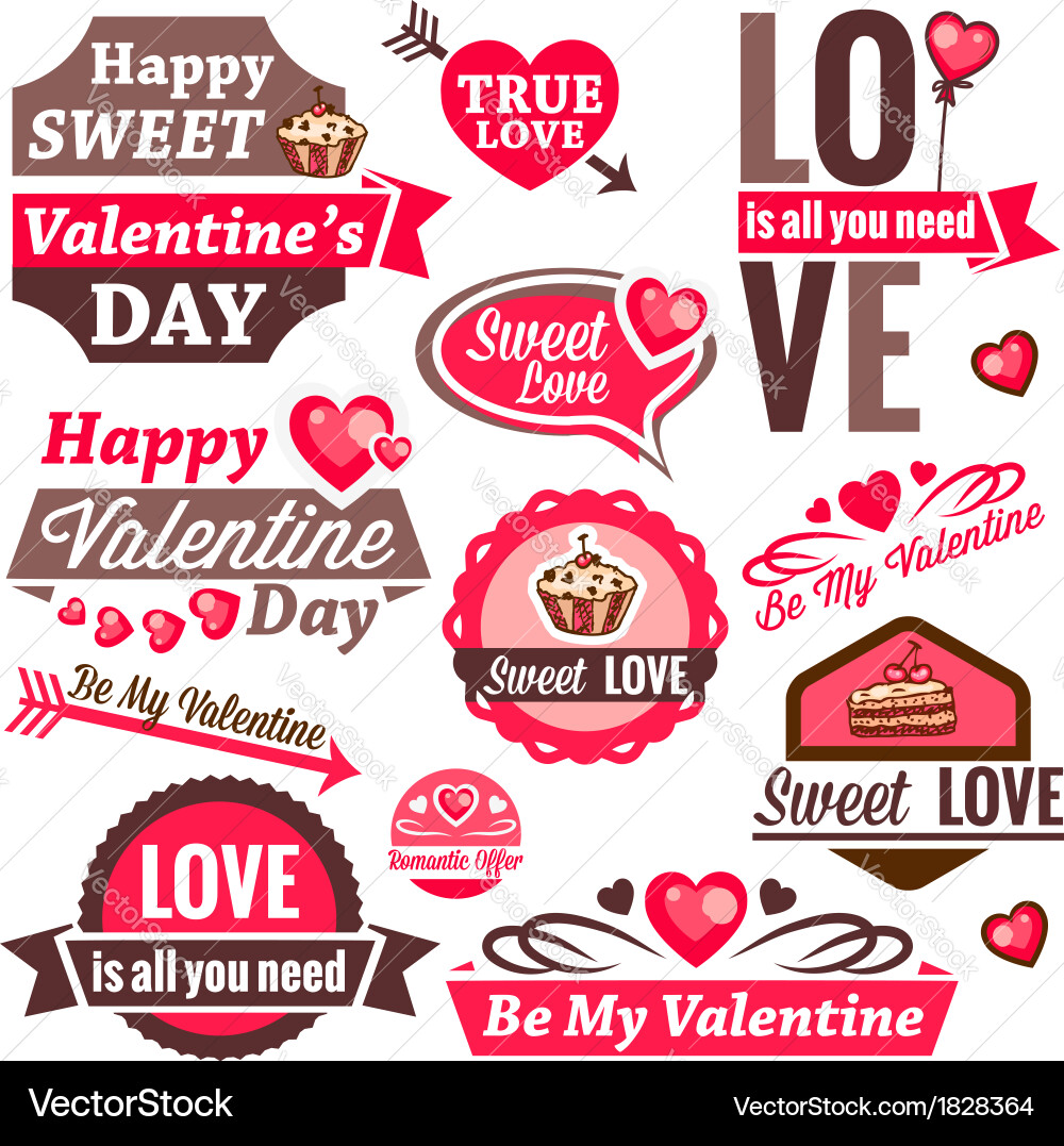 Valentine day set Royalty Free Vector Image  VectorStock