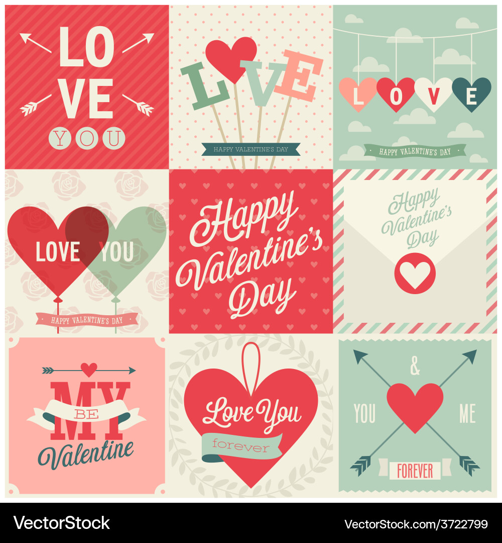 Valentines day set Royalty Free Vector Image  VectorStock