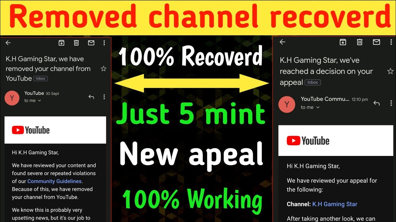 How to Recover YouTube Removed Channel  terminated channel recovered 