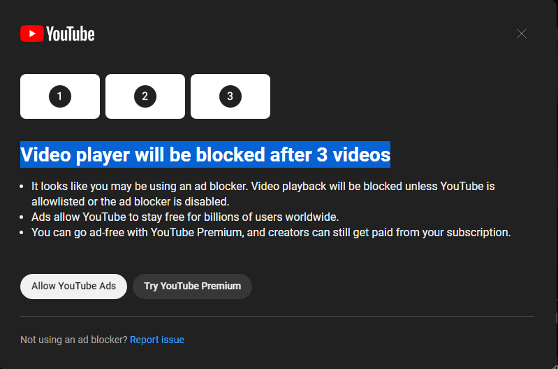 How long before Youtube changes its mind on blocking ad blockers  r 