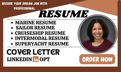 I Will Write Marine, Intermodal, Pilot, Cruise Ship, Shipping, Sailor Resume