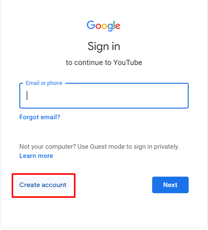 How to Create YouTube account without Gmail