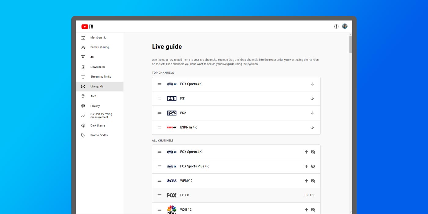How to hide or customize what channels you see in YouTube TV