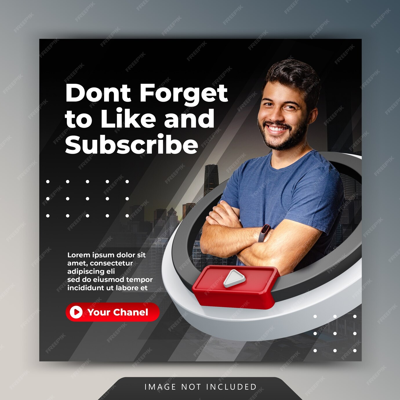 Premium PSD  Youtube like and subscribe promotion for Instagram post 