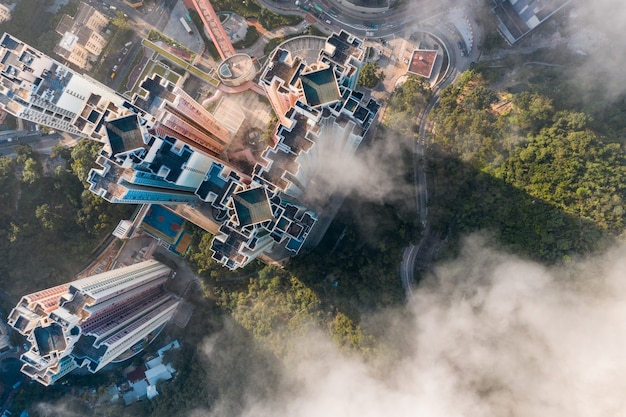 Aerial Top View of Hong Kong Cityscape – Free Download