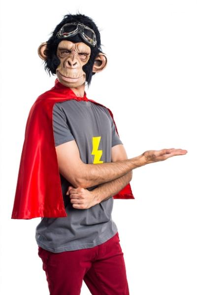 Superhero Monkey Man Presenting Something – Free Download