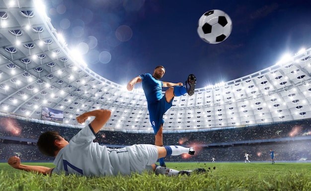 Soccer Players in Action on a Professional Stadium – Free to Download