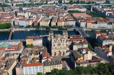 Aerial View of Saint-Jean Cathedral in Lyon – Free Download