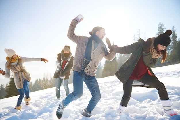 Snowfight on a Sunny Day – Free Stock Photo for Download