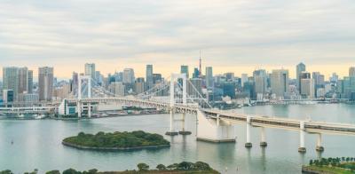 Stunning Tokyo Skyline Featuring Tokyo Tower and Rainbow Bridge – Free Stock Photo for Download