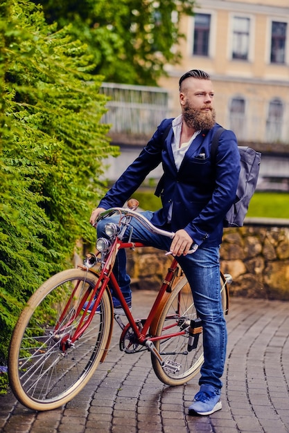 Redhead Bearded Male on a Retro Bicycle in a Park – Free Stock Photo, Download for Free